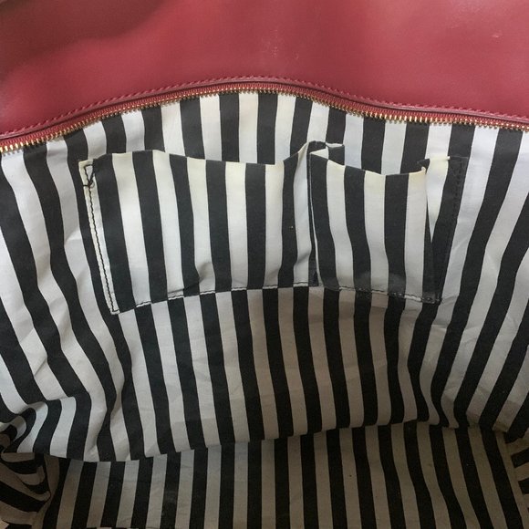 JustFab Red purse with black and white straps - Picture 3 of 5